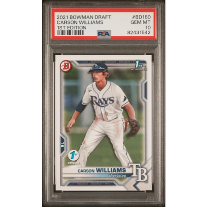 Graded 2021 Topps Bowman Draft Carson Williams #BD180 1st Edition Rookie RC Baseball Card PSA 10 Gem Mint | Hall of Fame Sports Memorabilia | vintageantiquesgifts.com