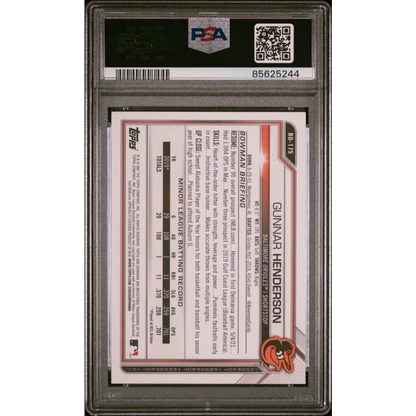 Graded Gunnar Henderson 2021 Bowman Draft baseball card PSA 9 by Professional Sports Authenticator