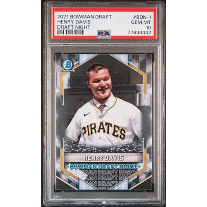 Graded 2021 Topps Bowman Draft Henry Davis #BDN1 Draft Night Rookie RC Baseball Card PSA 10 Gem Mint | Hall of Fame Sports Memorabilia | vintageantiquesgifts.com