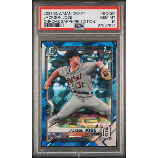 Graded 2021 Topps Bowman Draft Jackson Jobe #BDC69 Chrome Sapphire Edition Rookie RC Baseball Card PSA 10 Gem Mint | Hall of Fame Sports Memorabilia | vintageantiquesgifts.com