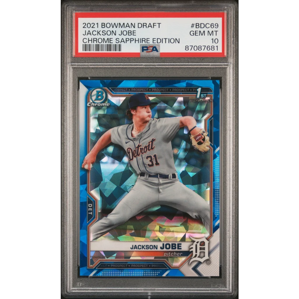 PSA 10 GEM MINT Jackson Jobe Chrome Sapphire Draft Baseball Card 2021