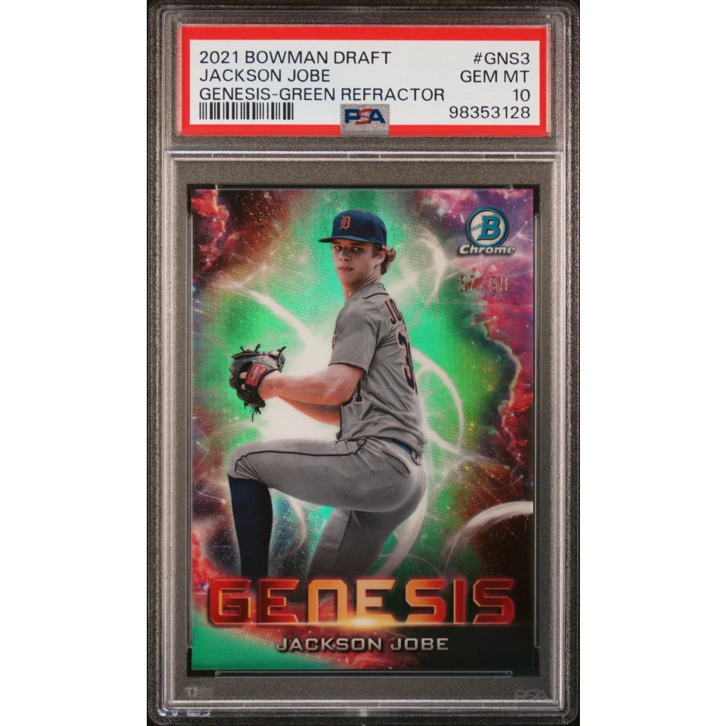 PSA 10 Graded 2021 Bowman Draft Jackson Jobe Genesis Green Refractor /99 RC