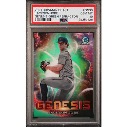 PSA 10 Graded 2021 Bowman Draft Jackson Jobe Genesis Green Refractor /99 RC