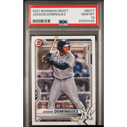 PSA 10 Graded 2021 Bowman Draft Jasson Dominguez Rookie Card Yankees Uniform