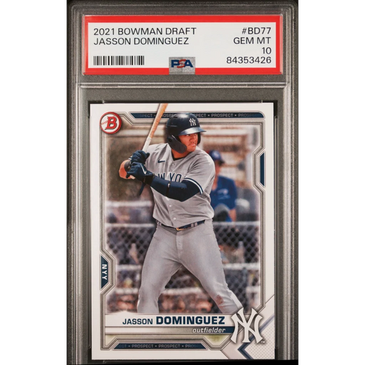 Graded 2021 Topps Bowman Draft Jasson Dominguez #BD77 Rookie RC Baseball Card PSA 10 Gem Mint | Hall of Fame Sports Memorabilia | vintageantiquesgifts.com