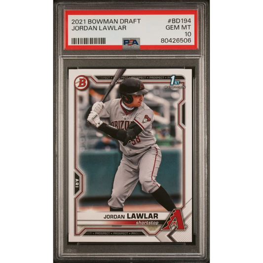 PSA graded 2021 Bowman Draft Jordan Lawlar baseball card for collectors