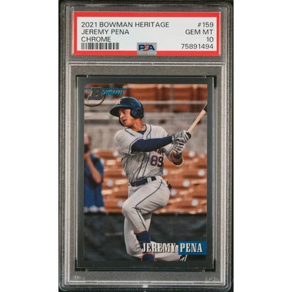 PSA graded Jeremy Peña 2021 Bowman Heritage Chrome baseball card for collectors