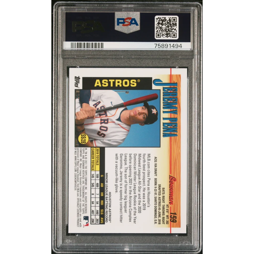 PSA graded Jeremy Peña 2021 Bowman Heritage Chrome baseball card for collectors
