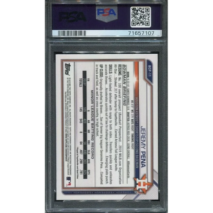 Graded 2021 Topps Bowman Jeremy Pena #BCP11 Chrome Prospects Rookie RC Baseball Card PSA 10 Gem Mint | PSA 10 Gem Mint Graded Rookie Card | vintageantiquesgifts.com