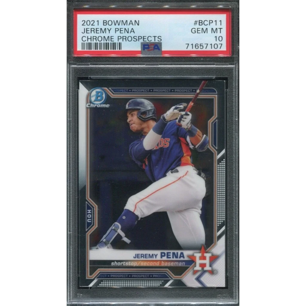 Graded 2021 Topps Bowman Jeremy Pena #BCP11 Chrome Prospects Rookie RC Baseball Card PSA 10 Gem Mint | Hall of Fame Sports Memorabilia | vintageantiquesgifts.com