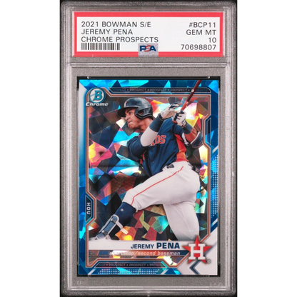 Graded 2021 Topps Bowman Sapphire Edition Jeremy Pena #BCP11 Chrome Prospects Rookie RC Baseball Card PSA 10 Gem Mint | Hall of Fame Sports Memorabilia | vintageantiquesgifts.com