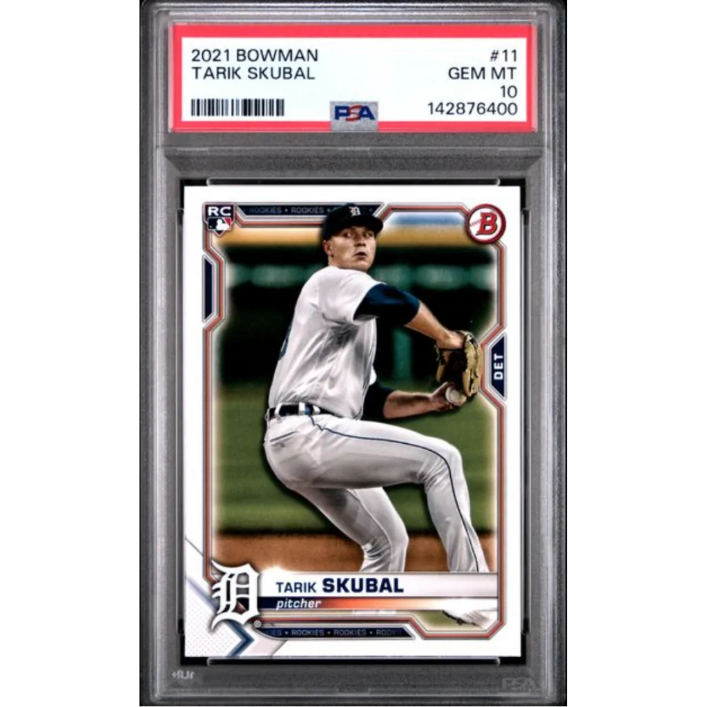 Graded 2021 Topps Bowman Tarik Skubal 11 Rookie RC Baseball Card PSA 10 Gem Mint | Hall of Fame Sports Memorabilia | vintageantiquesgifts.com