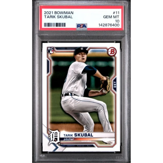 Graded 2021 Topps Bowman Tarik Skubal 11 Rookie RC Baseball Card PSA 10 Gem Mint | Hall of Fame Sports Memorabilia | vintageantiquesgifts.com