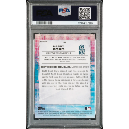 Granded 2021 topps bowmans best harry ford #88 refractor rookie baseball card signed by seattle mariners psa 10 gem mint