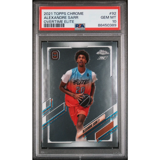 Graded 2021 Topps Chrome Alexandre Sarr #92 Overtime Elite Rookie RC Basketball Card PSA 10 Gem Mint | Hall of Fame Sports Memorabilia | vintageantiquesgifts.com
