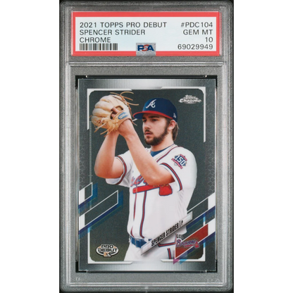 Graded 2021 Topps Pro Debut Spencer Strider #PDC104 Chrome Rookie RC Baseball Card PSA 10 Gem Mint | Hall of Fame Sports Memorabilia | vintageantiquesgifts.com