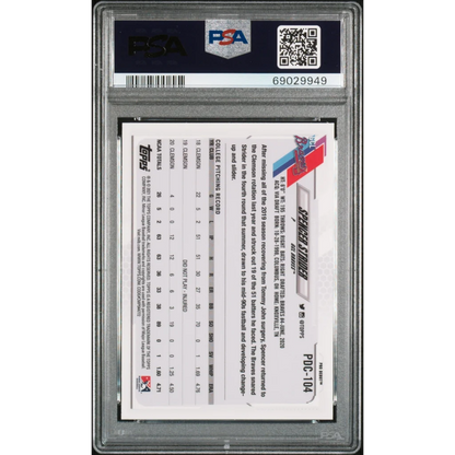 Graded 2021 Topps Pro Debut Spencer Strider #PDC104 Chrome Rookie RC Baseball Card PSA 10 Gem Mint | PSA 10 Gem Mint Graded Rookie Card | vintageantiquesgifts.com