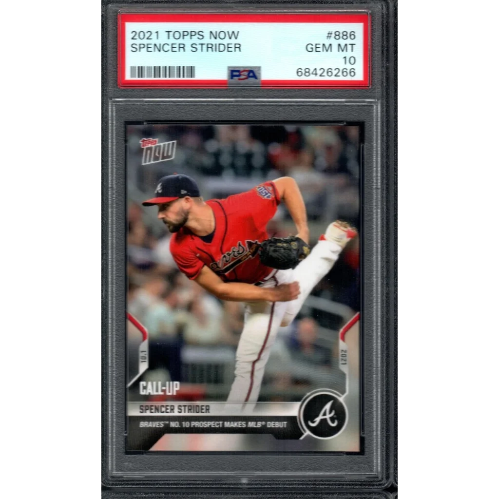 Graded PSA 10 Gem Mint 2021 Topps Now Spencer Strider Braves RC #886