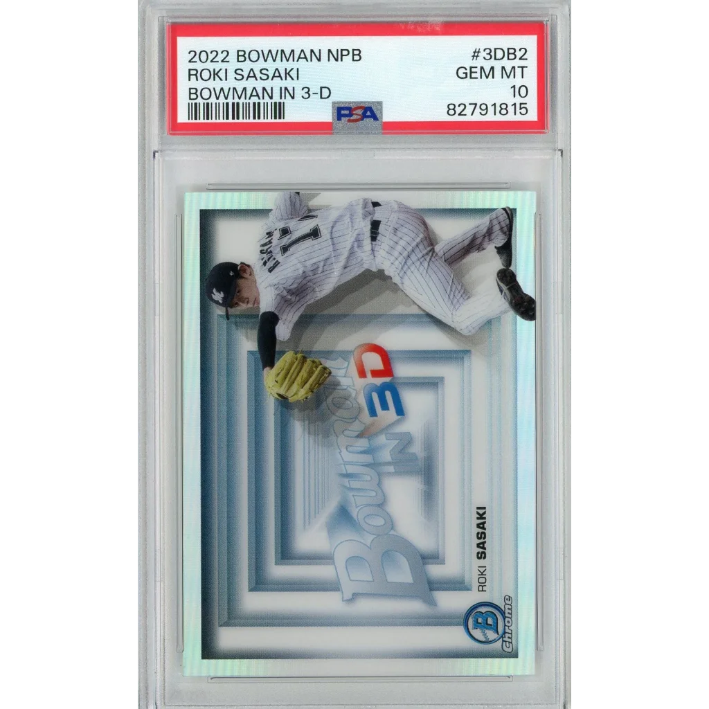 Graded 2022 Bowman NPB Roki Sasaki #3DB2 Bowman In 3-D Rookie RC Baseball Card PSA 10 Gem Mint | Hall of Fame Sports Memorabilia | vintageantiquesgifts.com