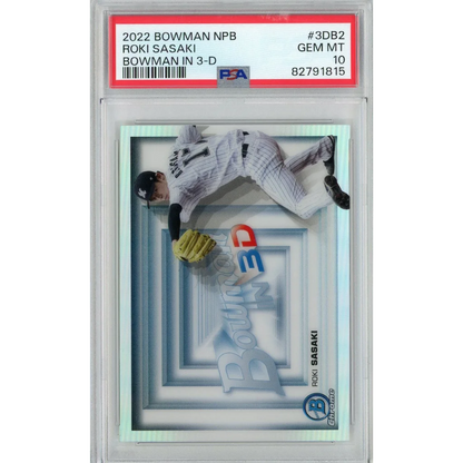 Graded 2022 Bowman NPB Roki Sasaki #3DB2 Bowman In 3-D Rookie RC Baseball Card PSA 10 Gem Mint | Hall of Fame Sports Memorabilia | vintageantiquesgifts.com