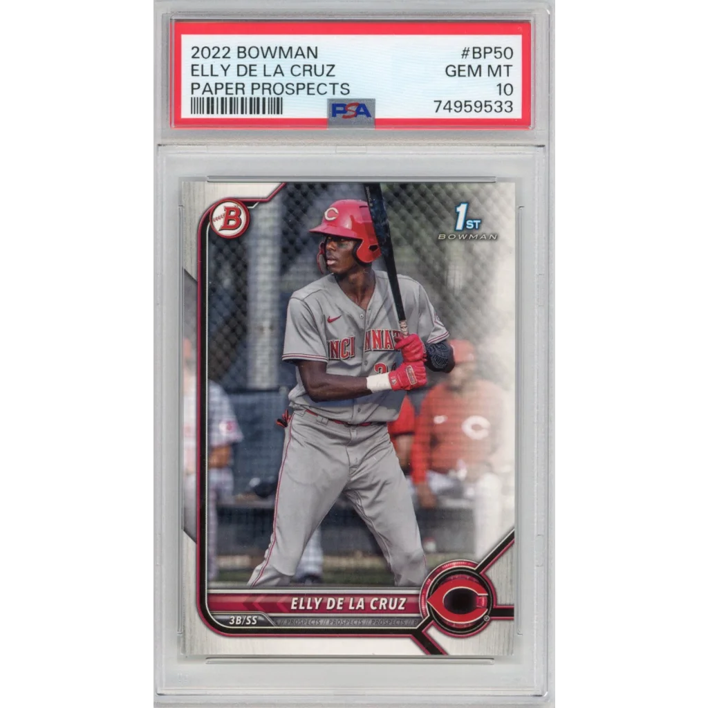 A graded 2022 Bowman Elly De La Cruz baseball card from PSA Treasure collection
