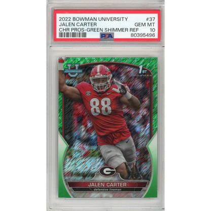 PSA 10 graded 2022 Bowman Jalen Carter green shimmer rookie card