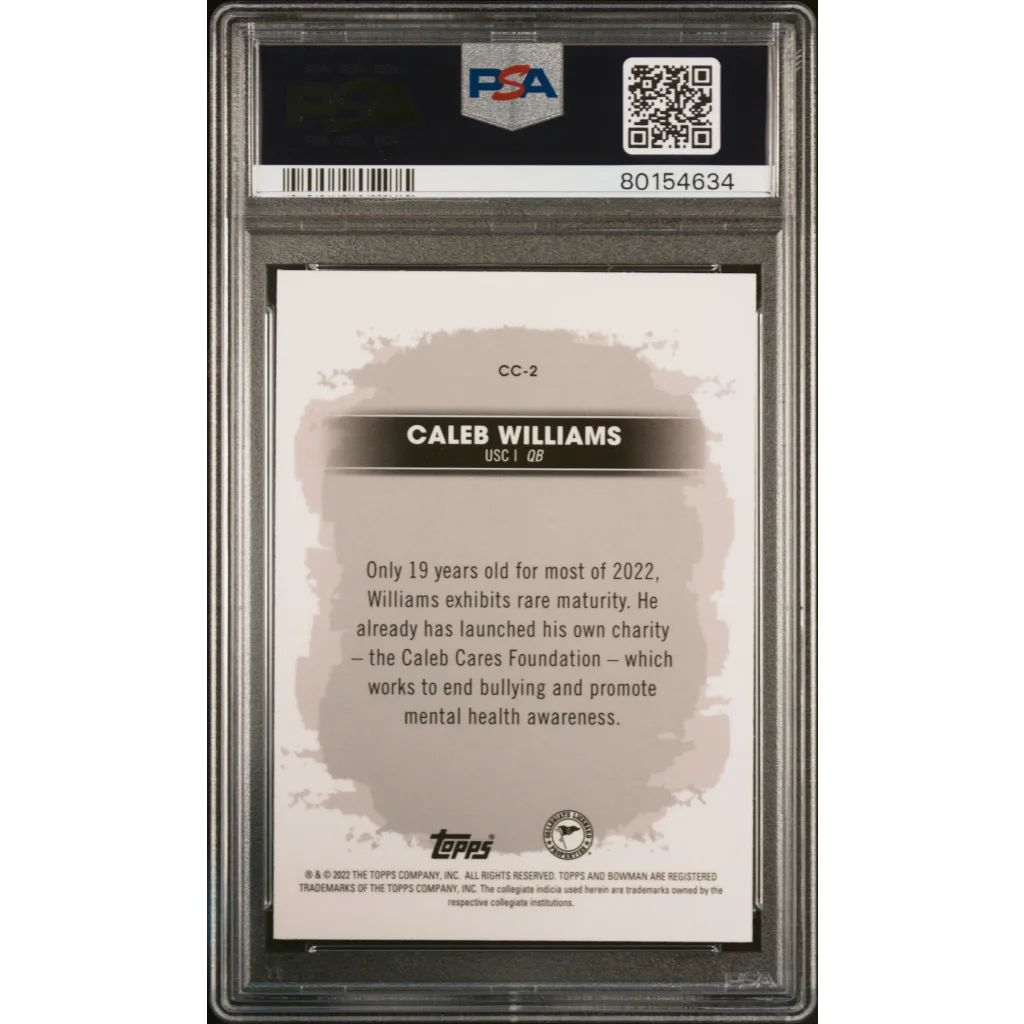 Graded 2022 Bowmans Best University Caleb Williams #CC2 Campus Captains Rookie RC Football Card PSA 10 Gem Mint | PSA 10 Gem Mint Graded Rookie Card | vintageantiquesgifts.com