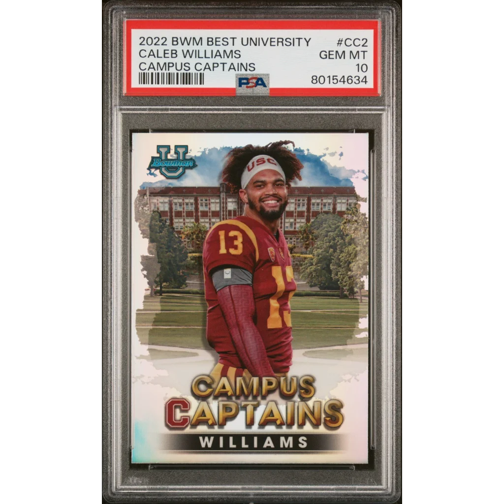 Graded 2022 Bowmans Best University Caleb Williams #CC2 Campus Captains Rookie RC Football Card PSA 10 Gem Mint | Hall of Fame Sports Memorabilia | vintageantiquesgifts.com