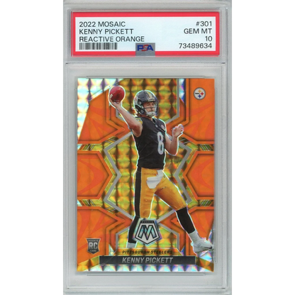 Kenny Pickett 2022 Mosaic Reactive Orange Rookie Card PSA 10 GEM MT