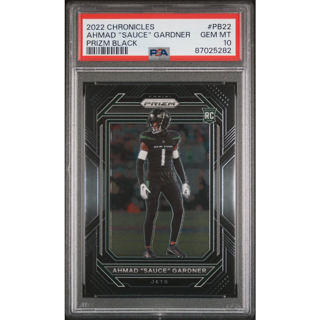 PSA 10 Graded 2022 Panini Prizm Black Ahmad Sauce Gardner Jets Rookie Card