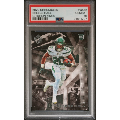 Graded 2022 Panini Chronicles Breece Hall #GK12 Gridiron Kings Rookie RC Football Card PSA 10 Gem Mint | Hall of Fame Sports Memorabilia | vintageantiquesgifts.com