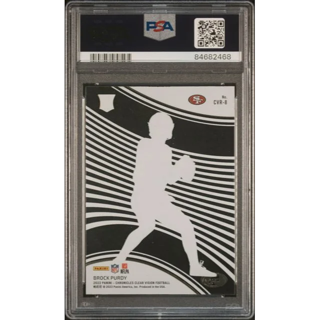 PSA graded Brock Purdy 2022 Chronicles Clear Vision rookie NFL trading card