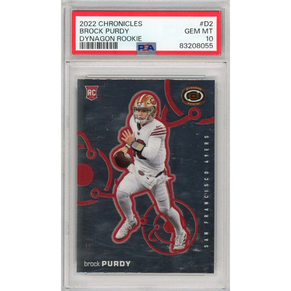 Graded 2022 Brock Purdy Dynagon Rookie Football Card in PSA case for sale