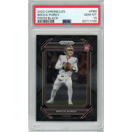Graded 2022 Panini Chronicles Brock Purdy #PB8 Prizm Black Rookie RC Football Card PSA 10 Gem Mint | Hall of Fame Sports Memorabilia | vintageantiquesgifts.com