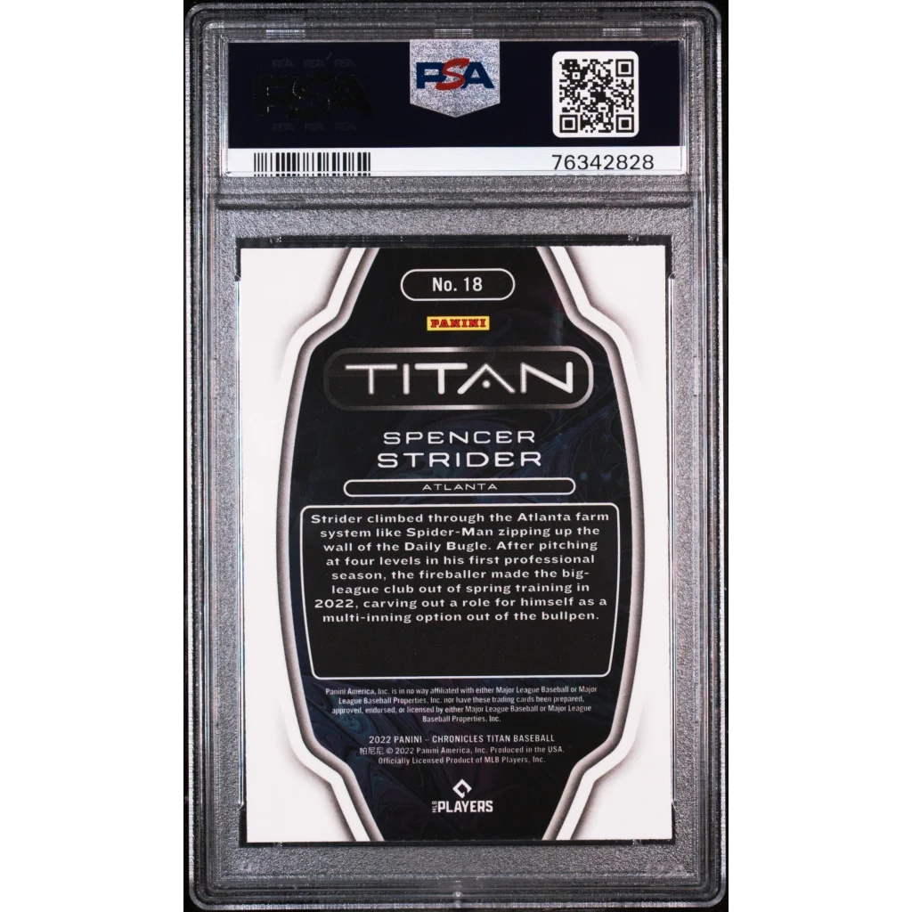 PSA graded Spencer Strider 2022 Chronicles Titan baseball card for collectors