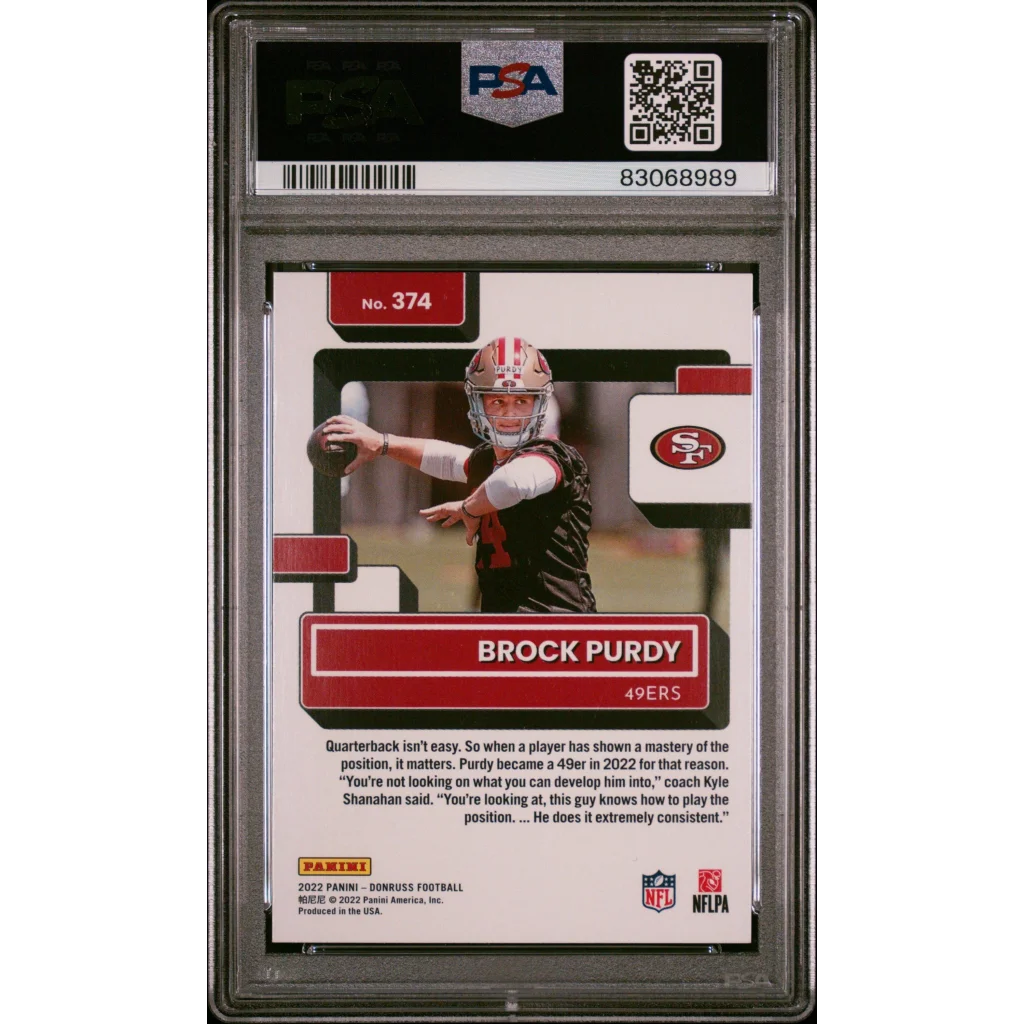 Brock Purdy 49ers rookie card PSA 10 gem mint in red helmet