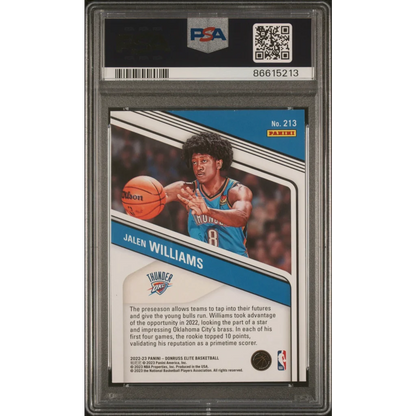 Graded 2022 Panini Donruss Elite Jalen Williams #213 Orange Rookie RC Basketball Card PSA 10 Gem Mint | PSA 10 Gem Mint Graded Rookie Card | vintageantiquesgifts.com