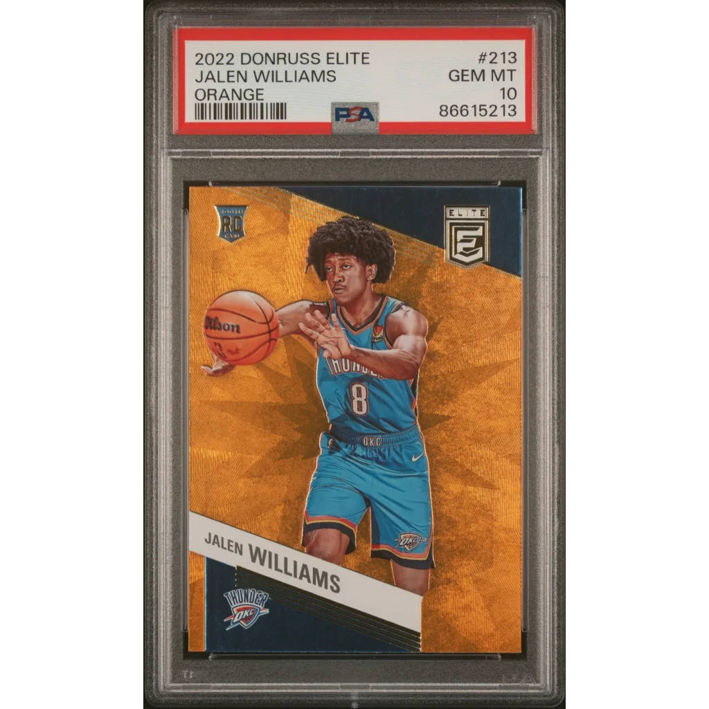 PSA graded 2022 Donruss Elite Jalen Williams Orange basketball card ready to ship