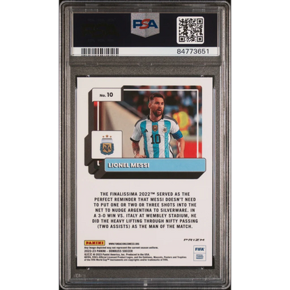 PSA graded Lionel Messi Optic Photon FIFA 2022-23 trading card image