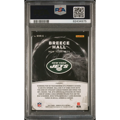 Graded PSA 10 2022 Panini Donruss Optic Breece Hall White Hot Rookies RC card