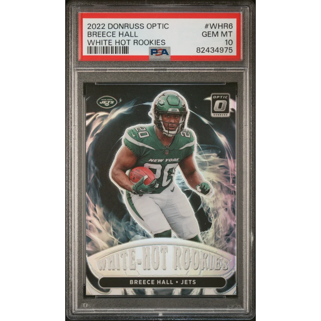 PSA 10 Breece Hall White Hot Rookies football card GEM MT 10 graded collectible