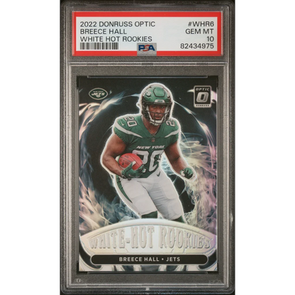 PSA 10 Breece Hall White Hot Rookies football card GEM MT 10 graded collectible