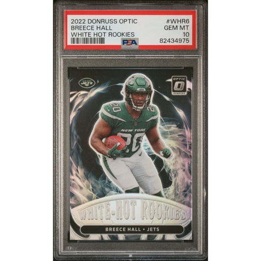 PSA 10 Breece Hall White Hot Rookies football card GEM MT 10 graded collectible
