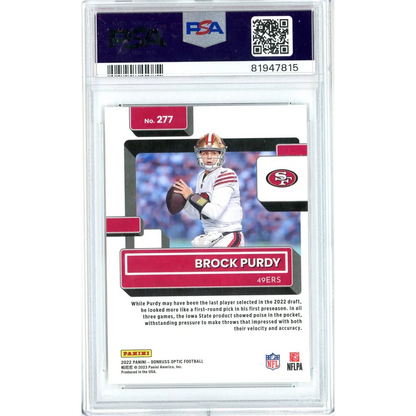 Graded 2022 Panini Donruss Optic Brock Purdy #277 Rookie RC PSA 10 Gem Mint Card