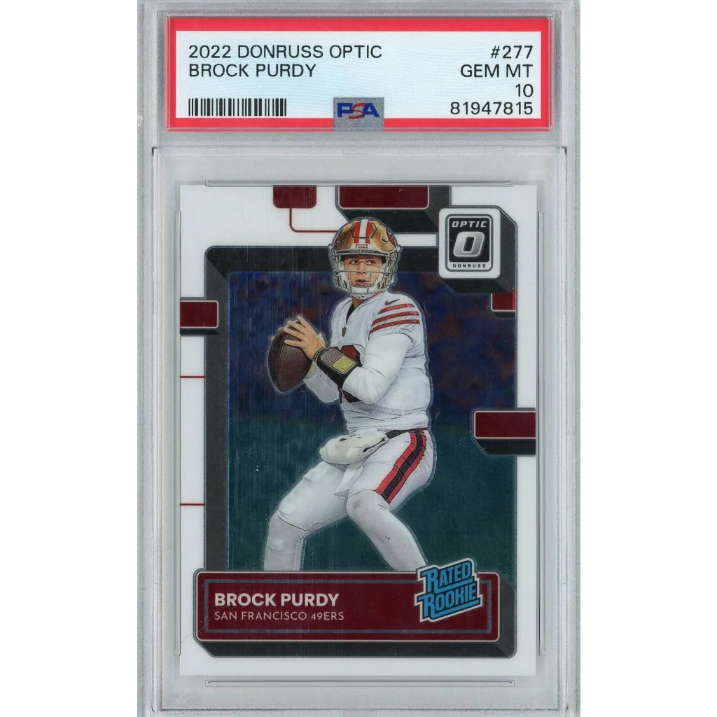 Graded PSA 10 2022 Panini Donruss Optic #277 Brock Purdy Rookie Card