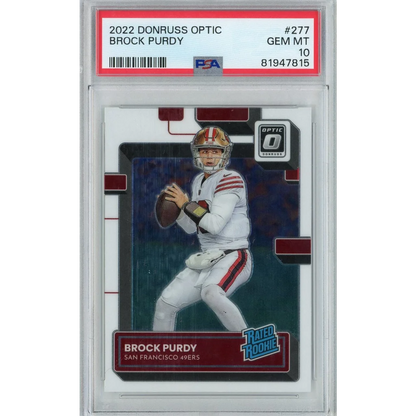 Graded PSA 10 2022 Panini Donruss Optic #277 Brock Purdy Rookie Card