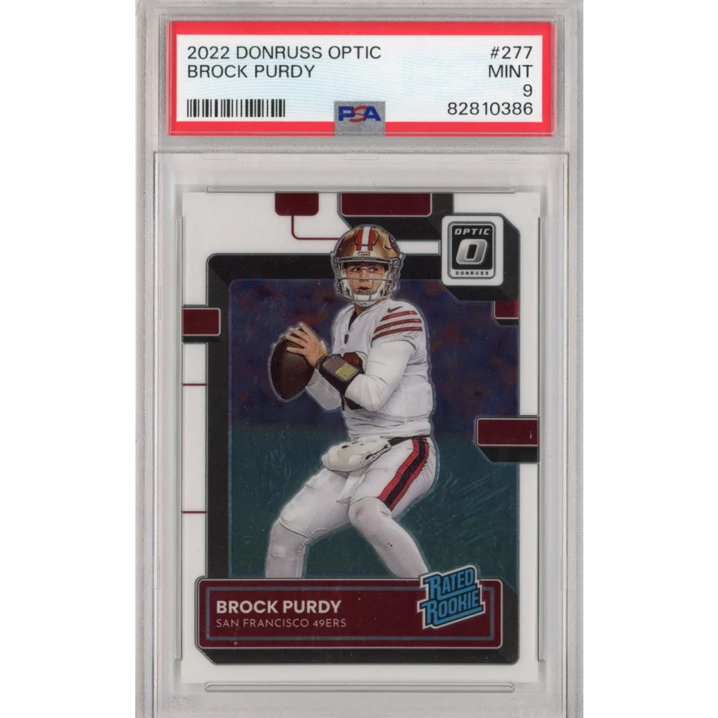 Graded 2022 Panini Donruss Optic Brock Purdy #277 Rookie RC Football Card PSA 9 Mint | Hall of Fame Sports Memorabilia | vintageantiquesgifts.com