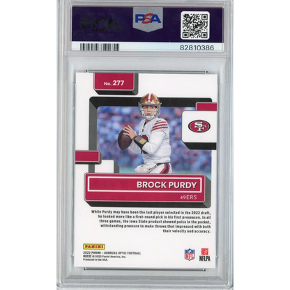 Graded 2022 Panini Donruss Optic Brock Purdy #277 Rookie RC Football Card PSA 9 Mint | PSA 9 Mint Graded Rookie Card | vintageantiquesgifts.com