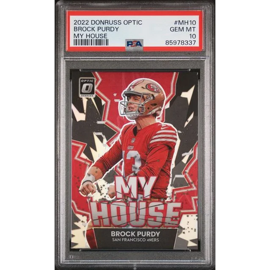 Graded 2022 Panini Donruss Optic Brock Purdy #MH10 My House Rookie RC Football Card PSA 10 Gem Mint | Hall of Fame Sports Memorabilia | vintageantiquesgifts.com