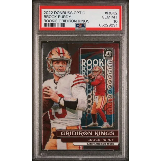2022 Donruss Optic Brock Purdy Rookie Gridiron Kings football card PSA Gem Mint 10